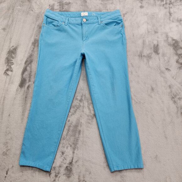 S&Co Pants Womens 14 Blue Low Rise Crop Stretch Twill Skinny Casual Pockets - Picture 1 of 13